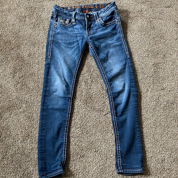 Rock Revival Sherry Skinny Ankle Rhinestone Sz 26 - Picture 1 of 4